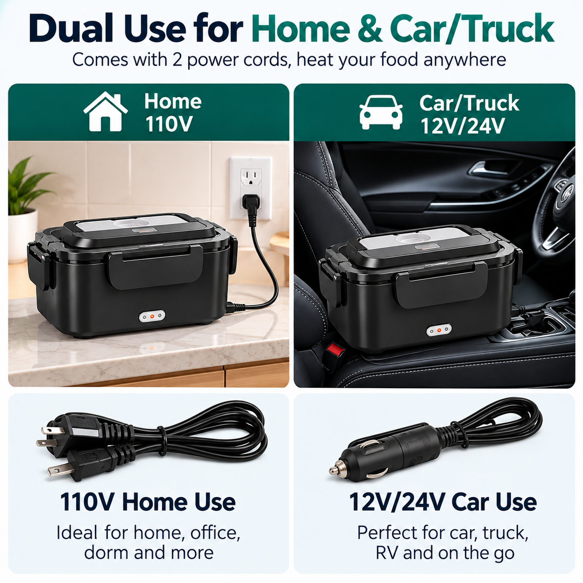 1.8L Portable Electric Lunch Box for Home & Car