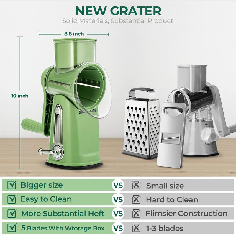 Handheld Rotary Cheese Grater with 5 Blades 🧀