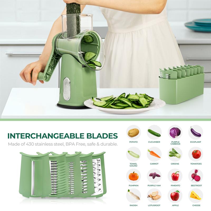 Handheld Rotary Cheese Grater with 5 Blades 🧀