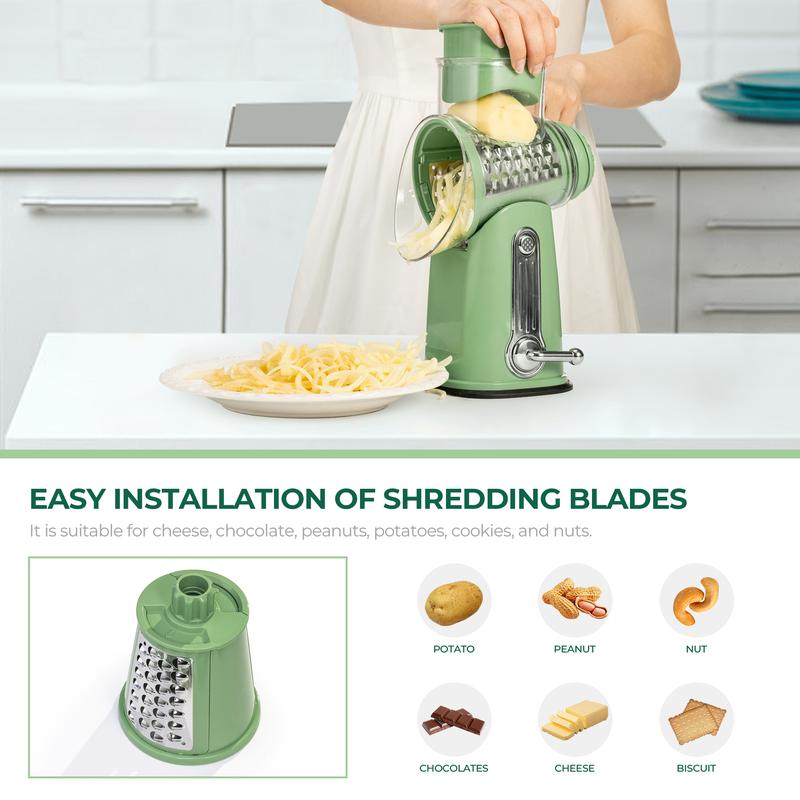 Handheld Rotary Cheese Grater with 5 Blades 🧀