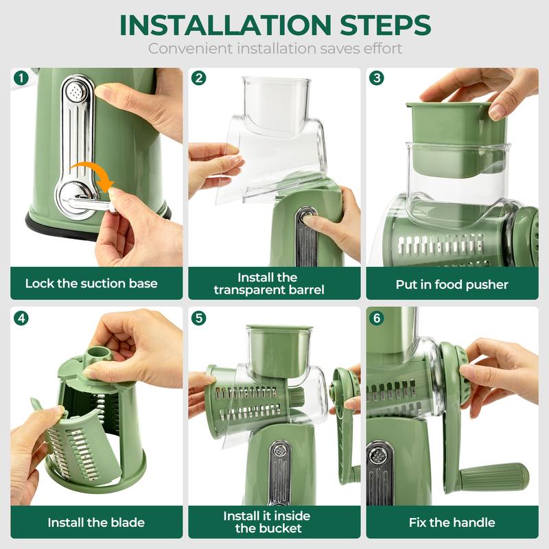 Handheld Rotary Cheese Grater with 5 Blades 🧀